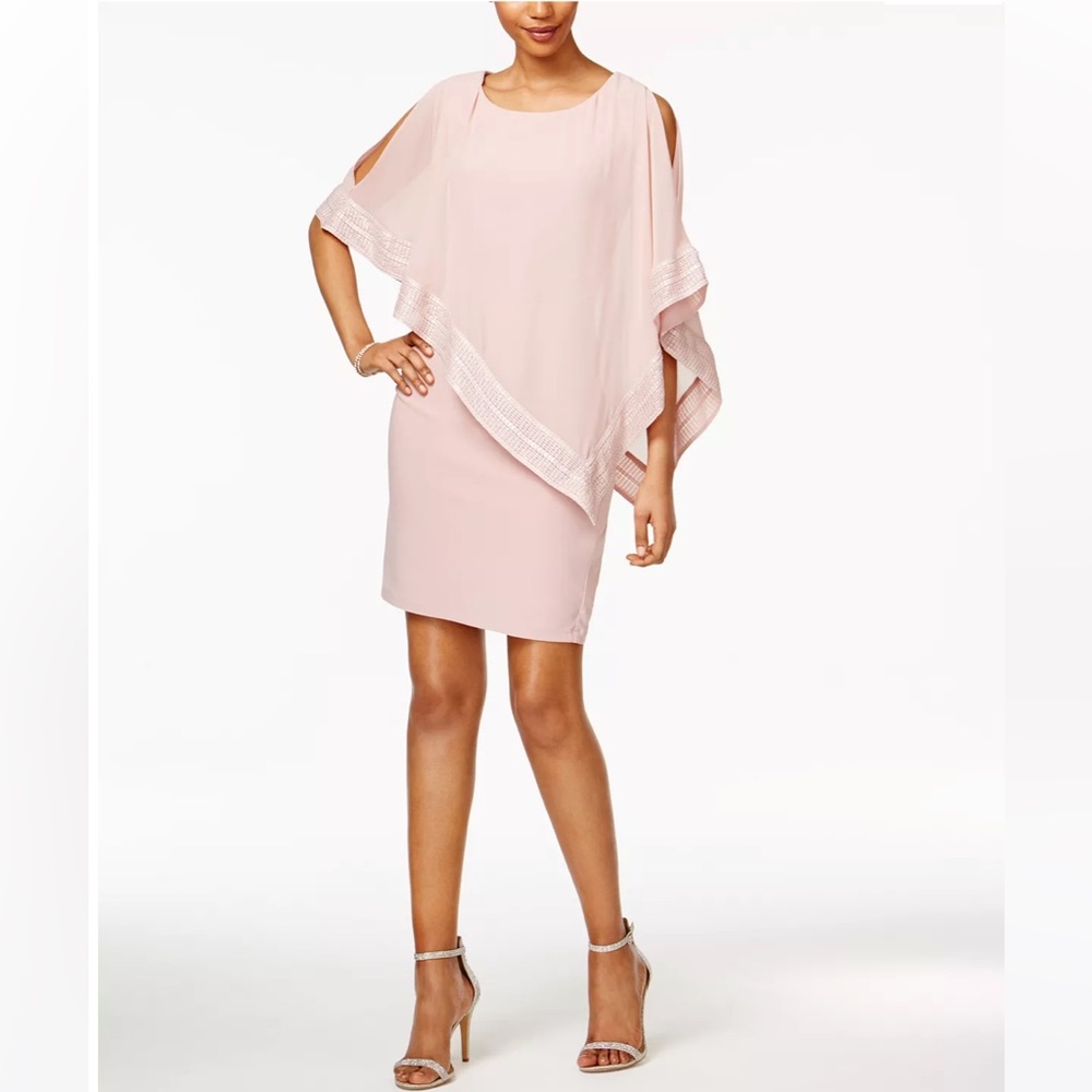 Metallic-Trim Capelet Sheath Dress size 12